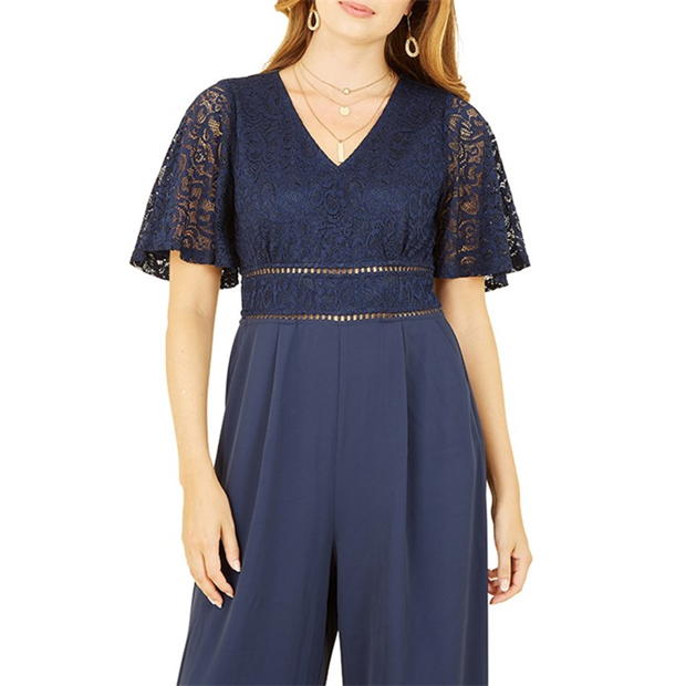 Yumi Yumi Navy Lace Bodice Jumpsuit