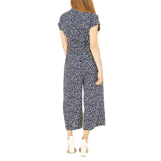 Yumi Yumi Navy Animal Print Culotte Jumpsuit