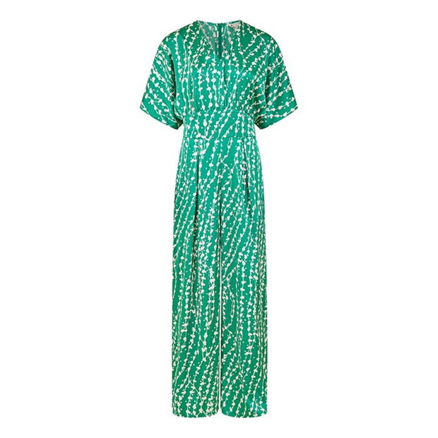 Yumi Yumi Green Abstract Print Kimono Jumpsuit