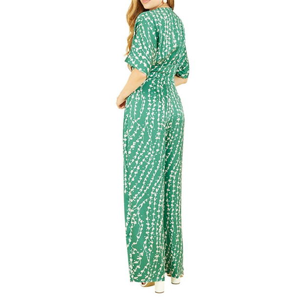 Yumi Yumi Green Abstract Print Kimono Jumpsuit