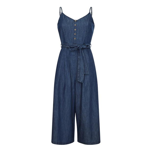 Yumi Yumi Blue Cotton Denim Jumpsuit