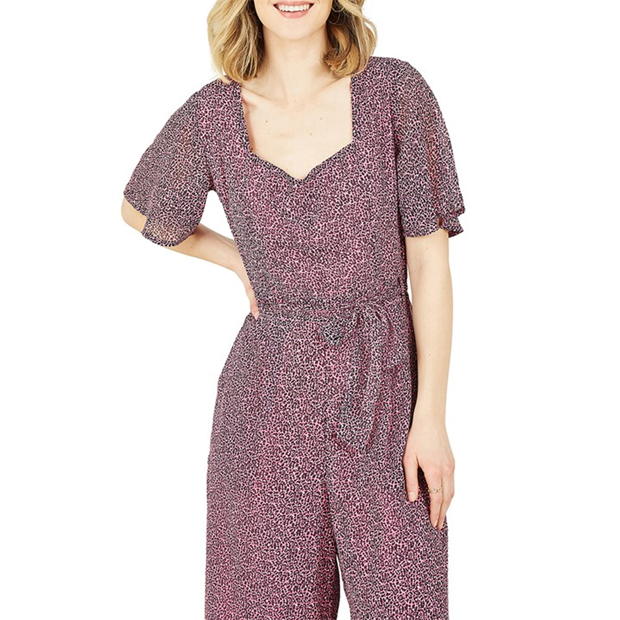 Yumi Yumi Pink Mini Leopard Print Jumpsuit