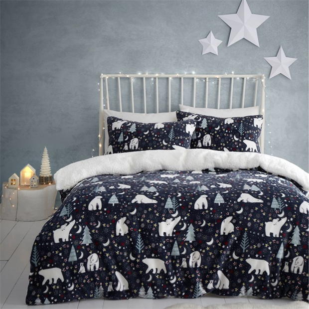 Fusion Christmas Starry Night Duvet Cover Set in Blue