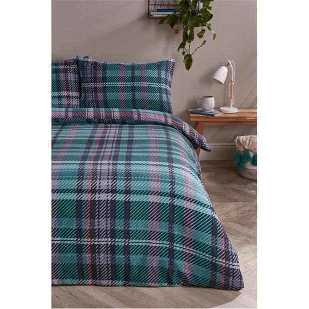 Homelife Brushed Microfibre Check Duvet Set