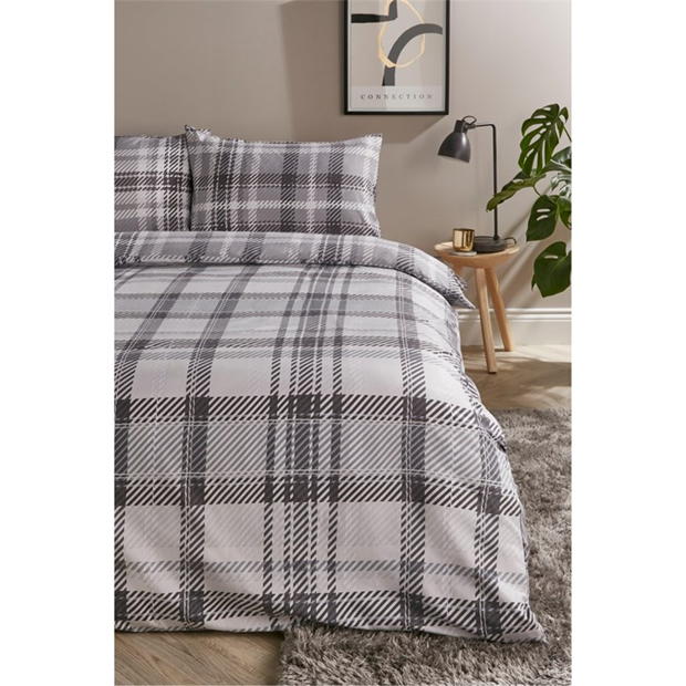 Homelife Brushed Microfibre Check Duvet Set