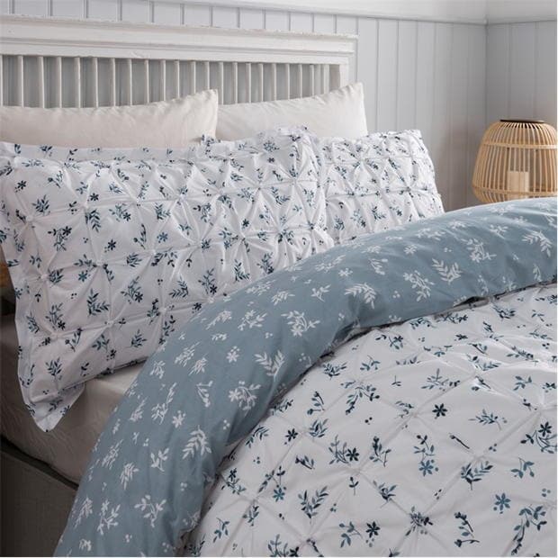 Homelife Printed Rouched Pleat Ditsy Leaves Duvet Set