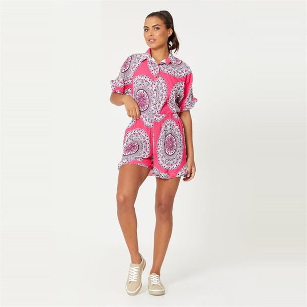 Camasa Be You Pleated Print and Short Co-ord Set