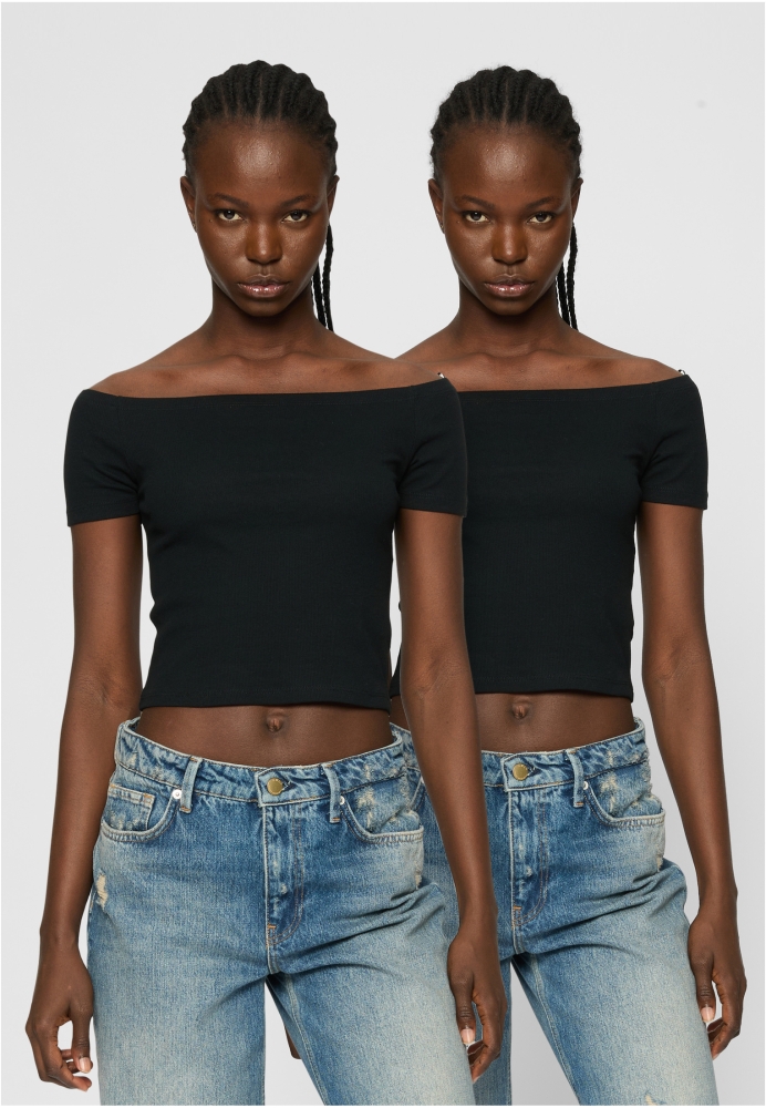 Tricou Organic Off Shoulder Rib 2-Pack dama Urban Classics