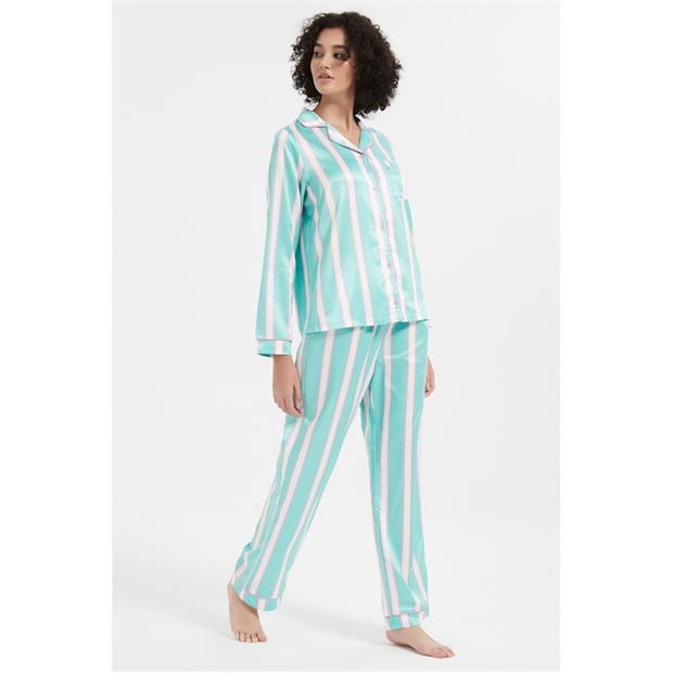 Pijama Linea Stripe Satin and Eye Mask Set