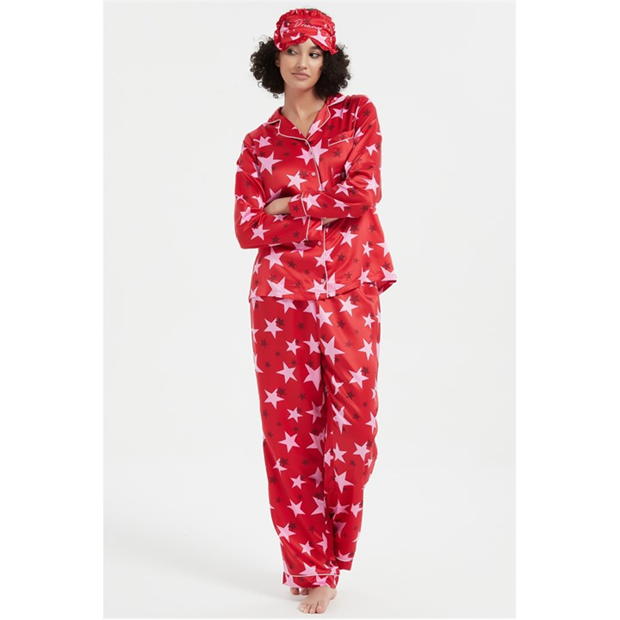 Pijama Linea Star Satin and Eye Mask Set