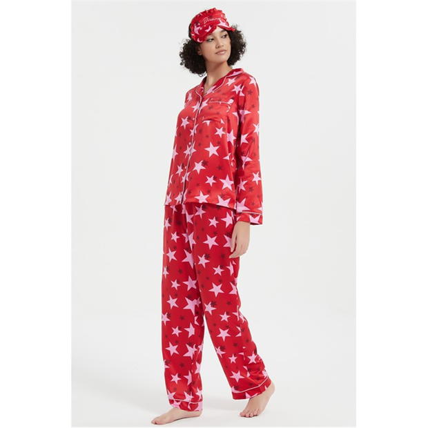 Pijama Linea Star Satin and Eye Mask Set