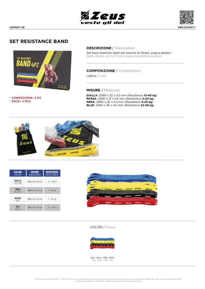 Set RESISTANCE BAND 4 PZ Zeus