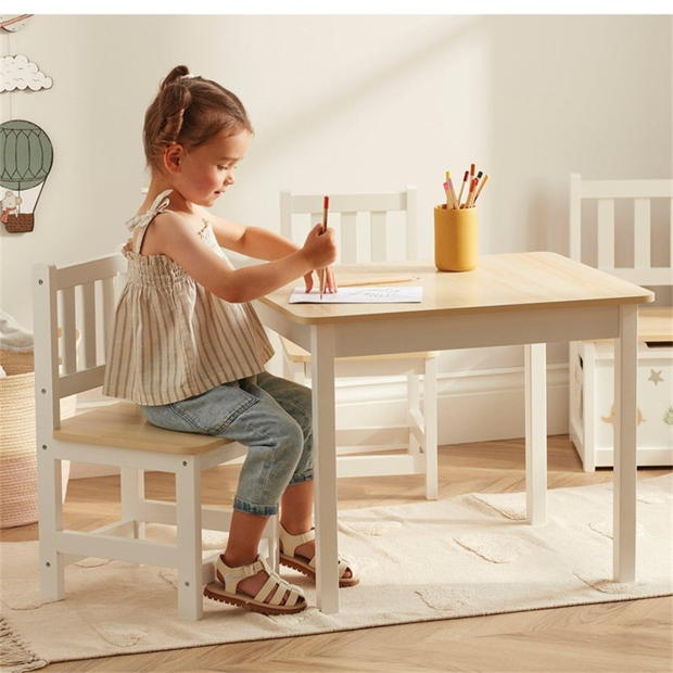 Tooky Toys Wooden Table and 2 Chair Set copil