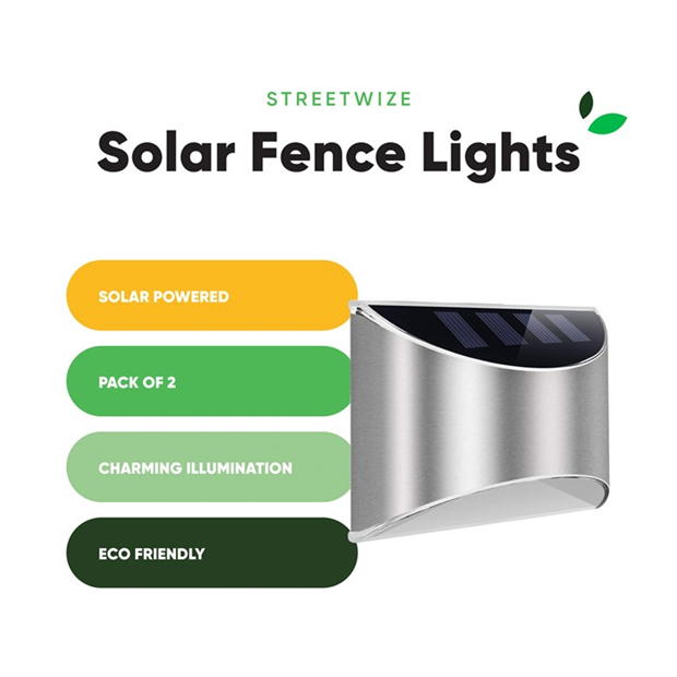 Streetwize Lucent Solar Fence Lights (Pack of 2)