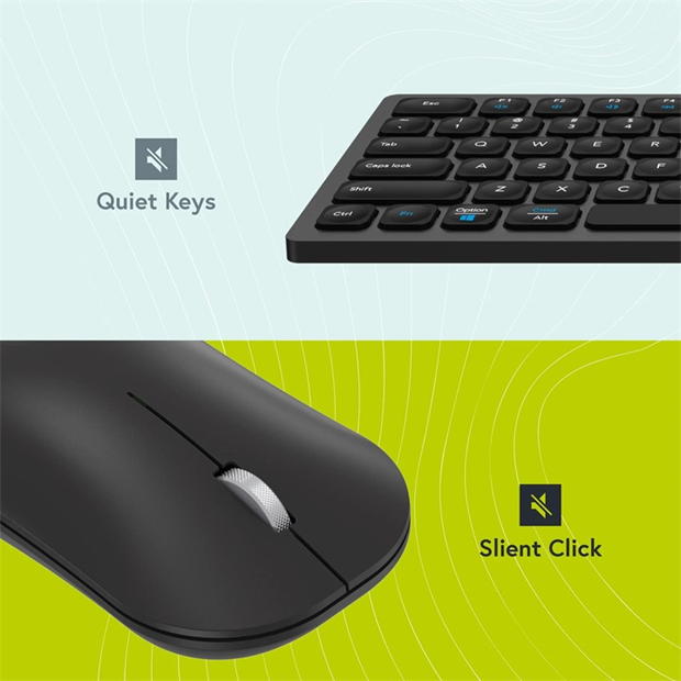 Styletech Silent Multi-Mode Bluetooth Wireless Mouse and Keyboard Bundle for PC & Mac - Black