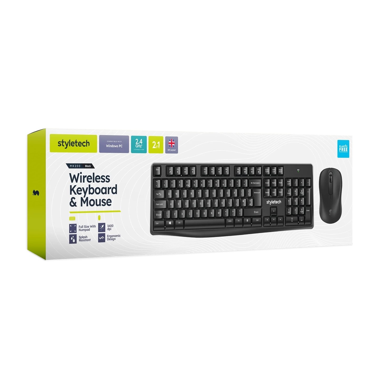 Styletech Wireless Keyboard and Mouse - Black