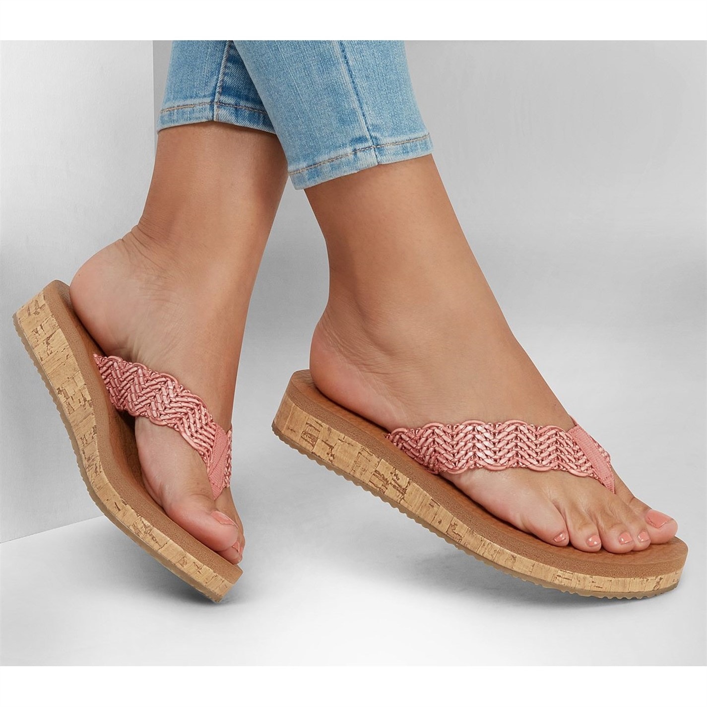 Skechers Open Weave Thong Yoga Foam Flip Flops fetita