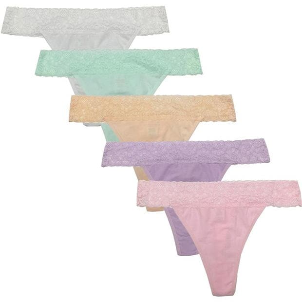 Studio 5 Pack Lace Trim Thong