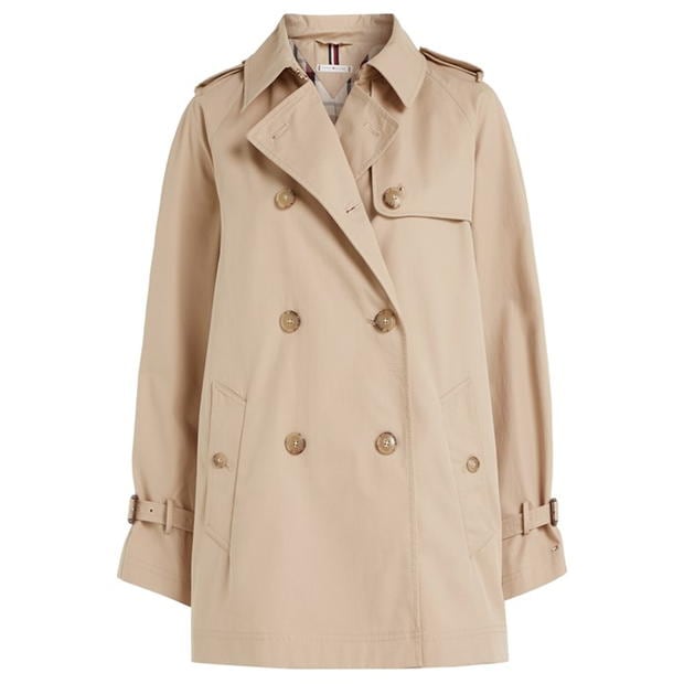 Tommy Hilfiger PEACHED COTTON SHORT TRENCH