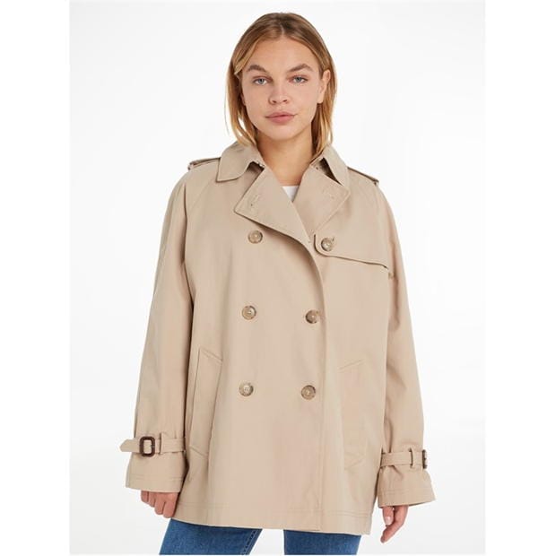 Tommy Hilfiger PEACHED COTTON SHORT TRENCH