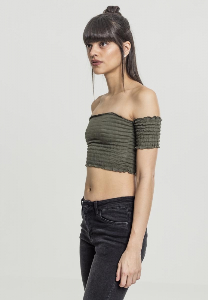 Cropped Cold Shoulder Smoke Top dama Urban Classics