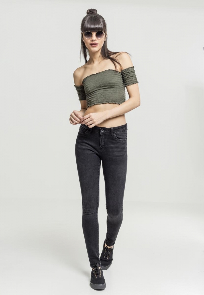 Cropped Cold Shoulder Smoke Top dama Urban Classics