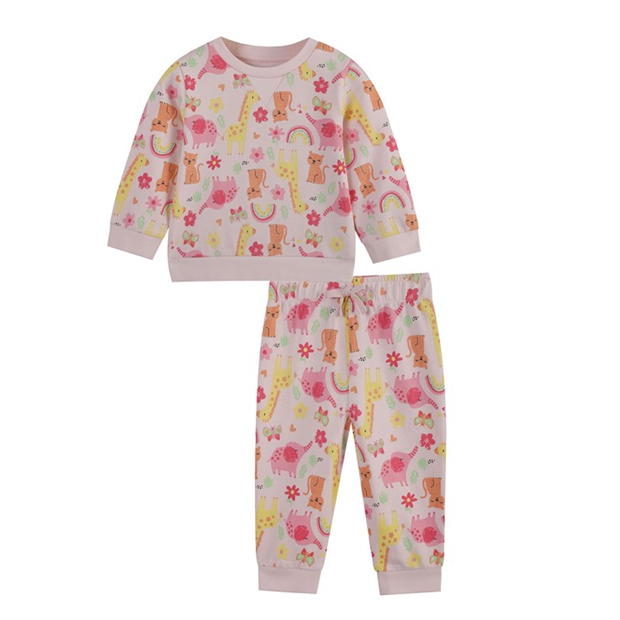 Hello World Jungle Print Jog Set Pink bebelus fetita