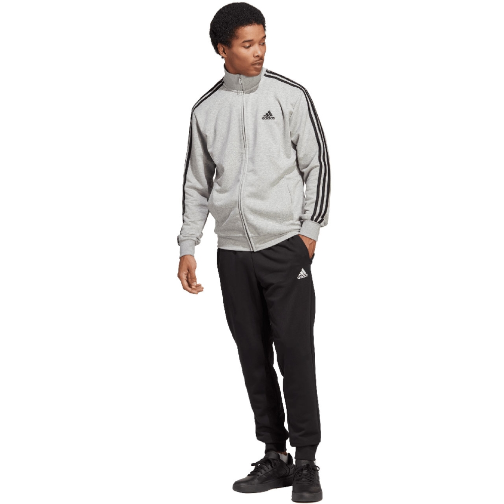 Trening Men's adidas Basic 3-Stripes French Terry gray-black IC6748