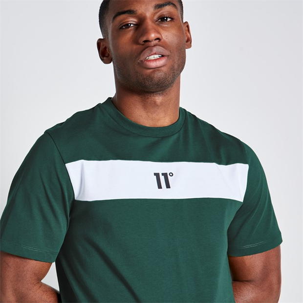 Camasa 11 Degrees and Sew Panelled T- - Darkest Spruce Green / White