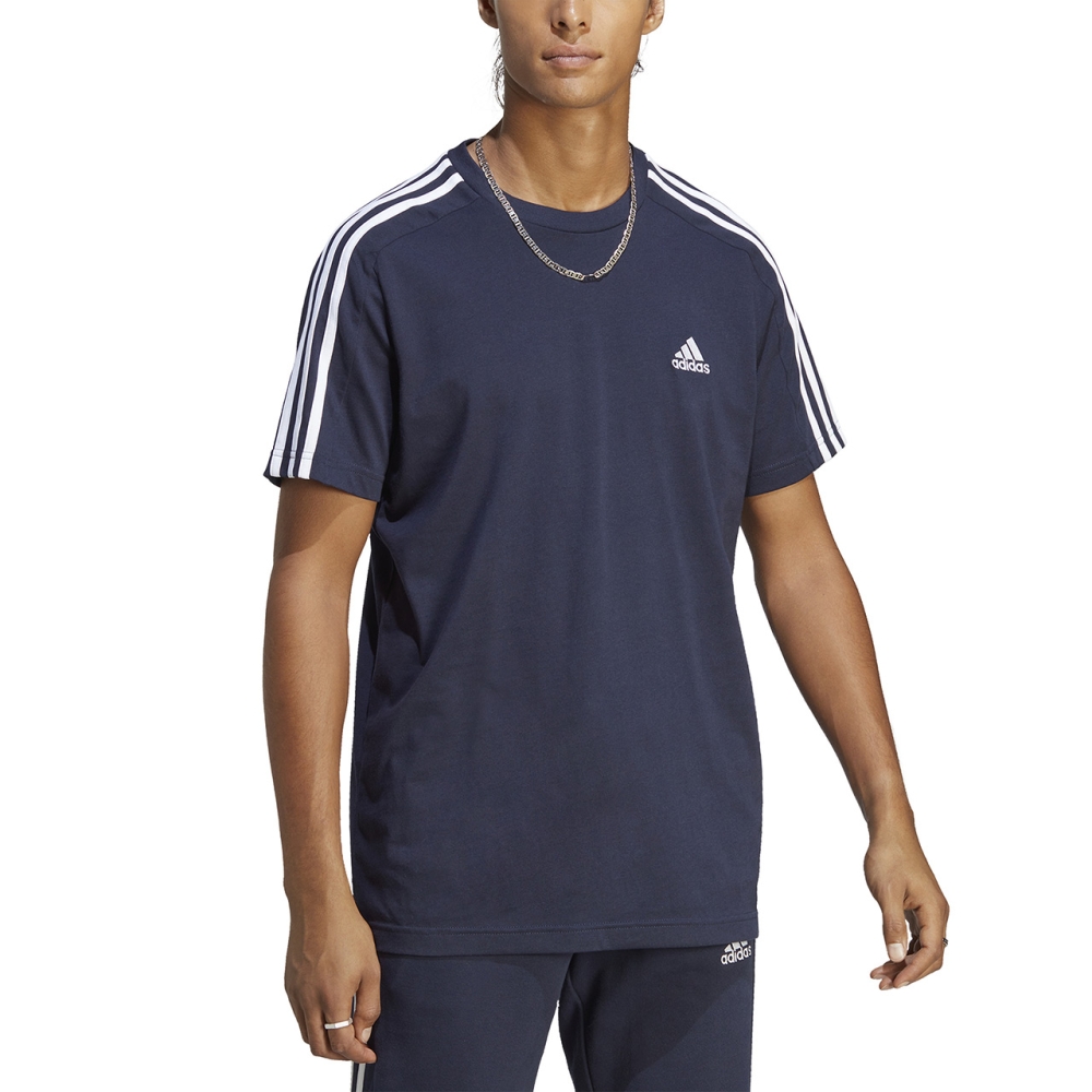 Tricou Men's adidas Essentials Single Jersey 3-Stripes navy blue IC9335