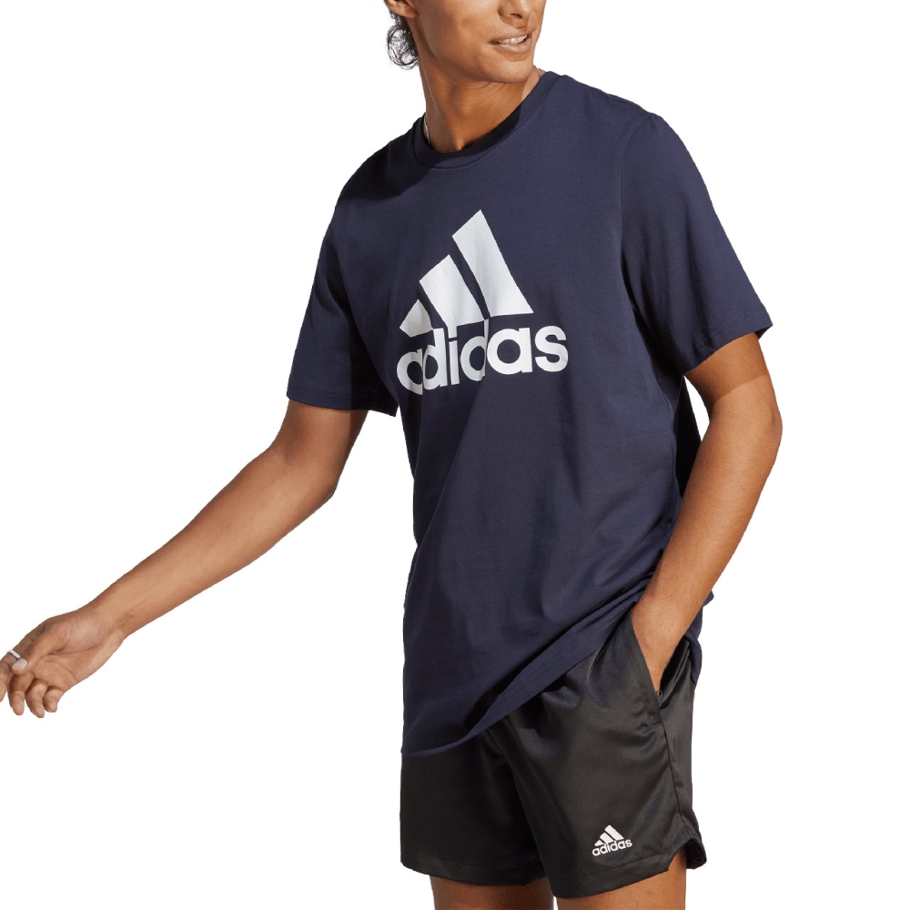 Tricou Camasa Men's adidas T- Essentials Single Jersey 3-Stripes navy blue IC9348