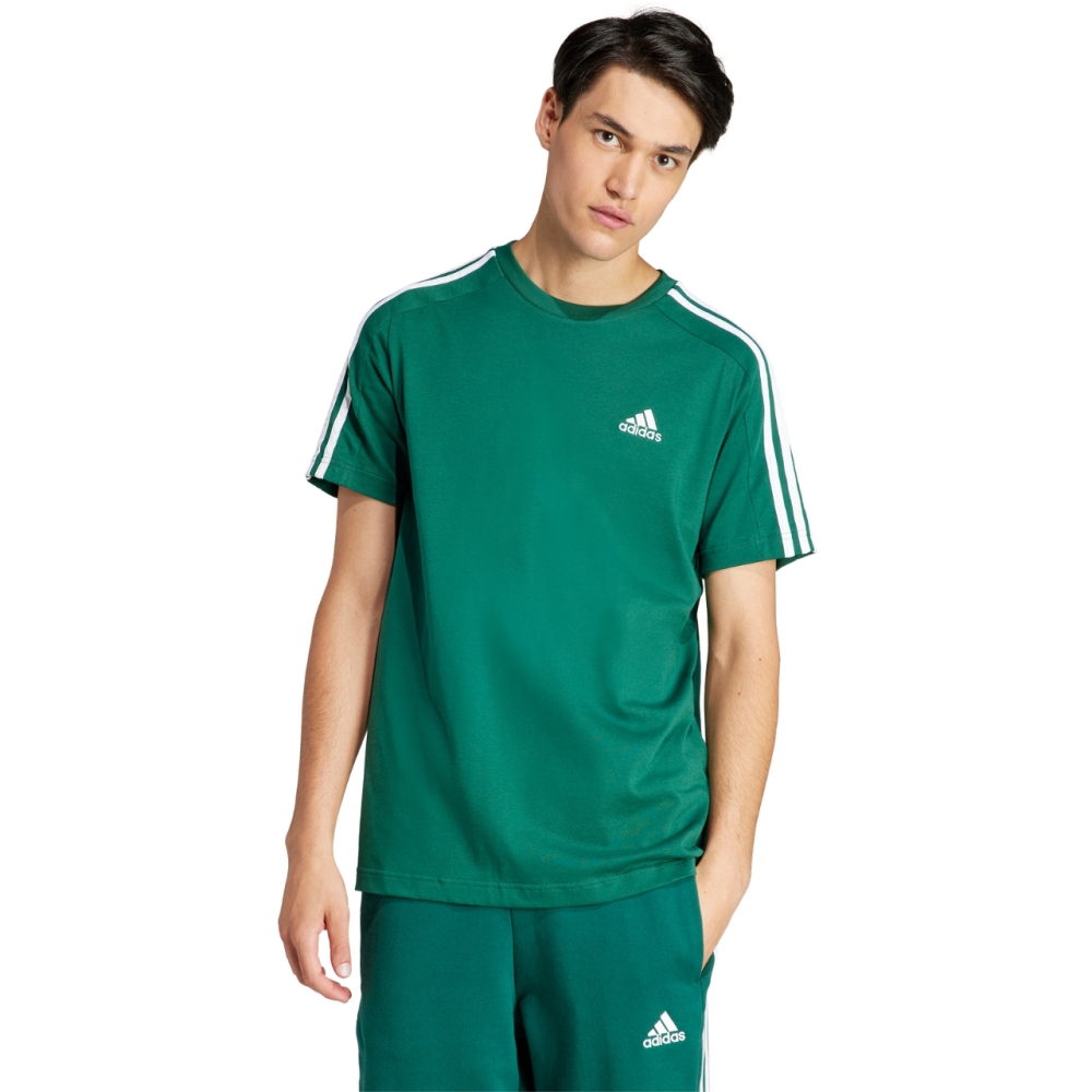 Camasa Men's T- adidas Essentials Single Jersey 3-Stripes green IS1333