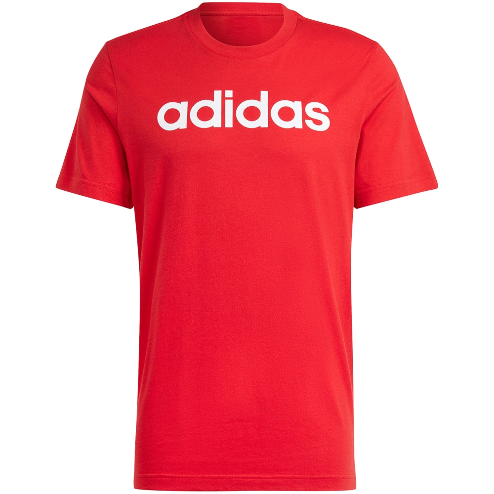 Camasa Men's T- adidas Essentials Single Jersey Linear Embroidered Logo Red IC9278