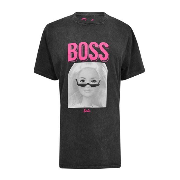 Camasa Character Barbie Boss Acid Wash T- Charcoal