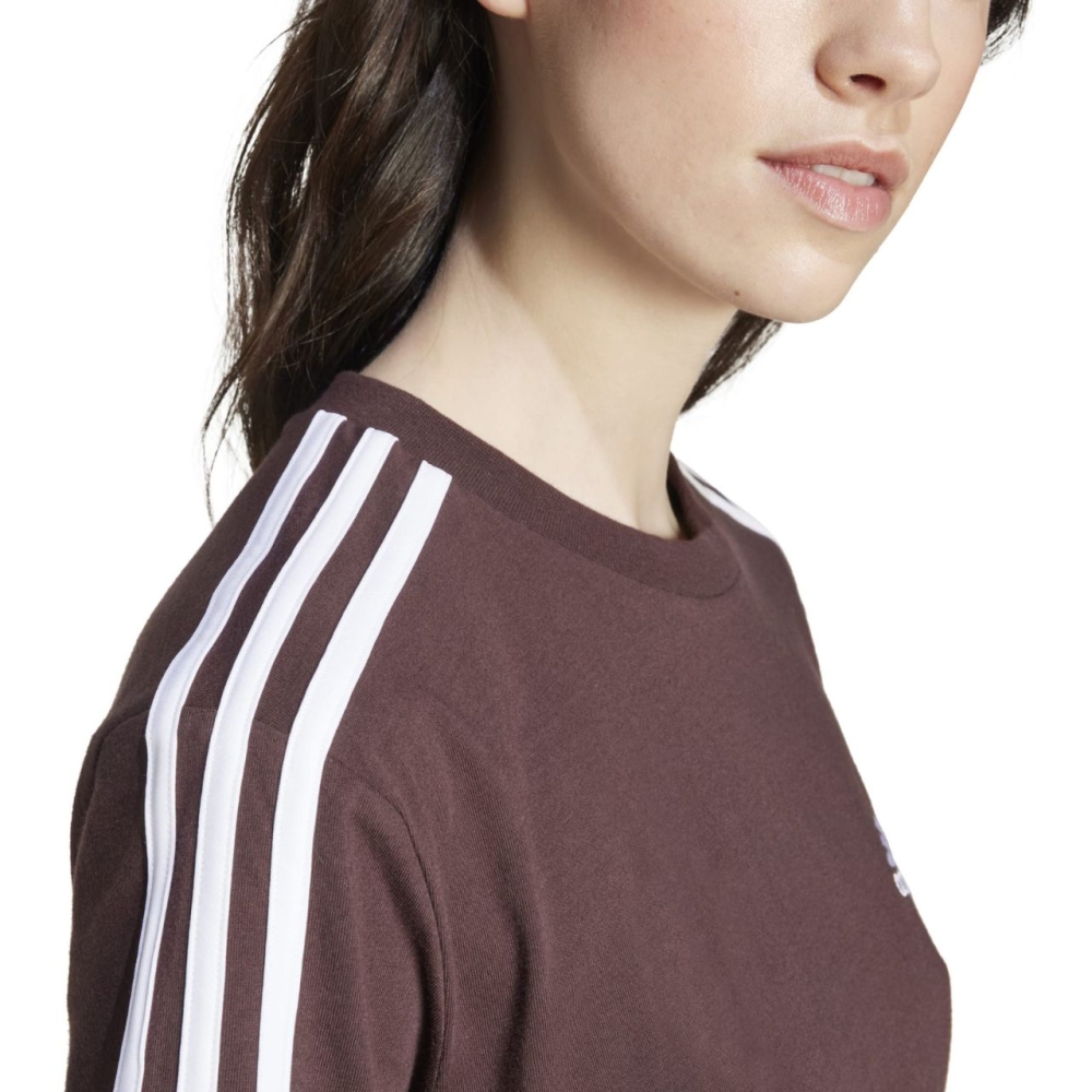 Camasa 's T- adidas Essentials 3-Stripes Single Jersey Crop Top brown IY4229 dama