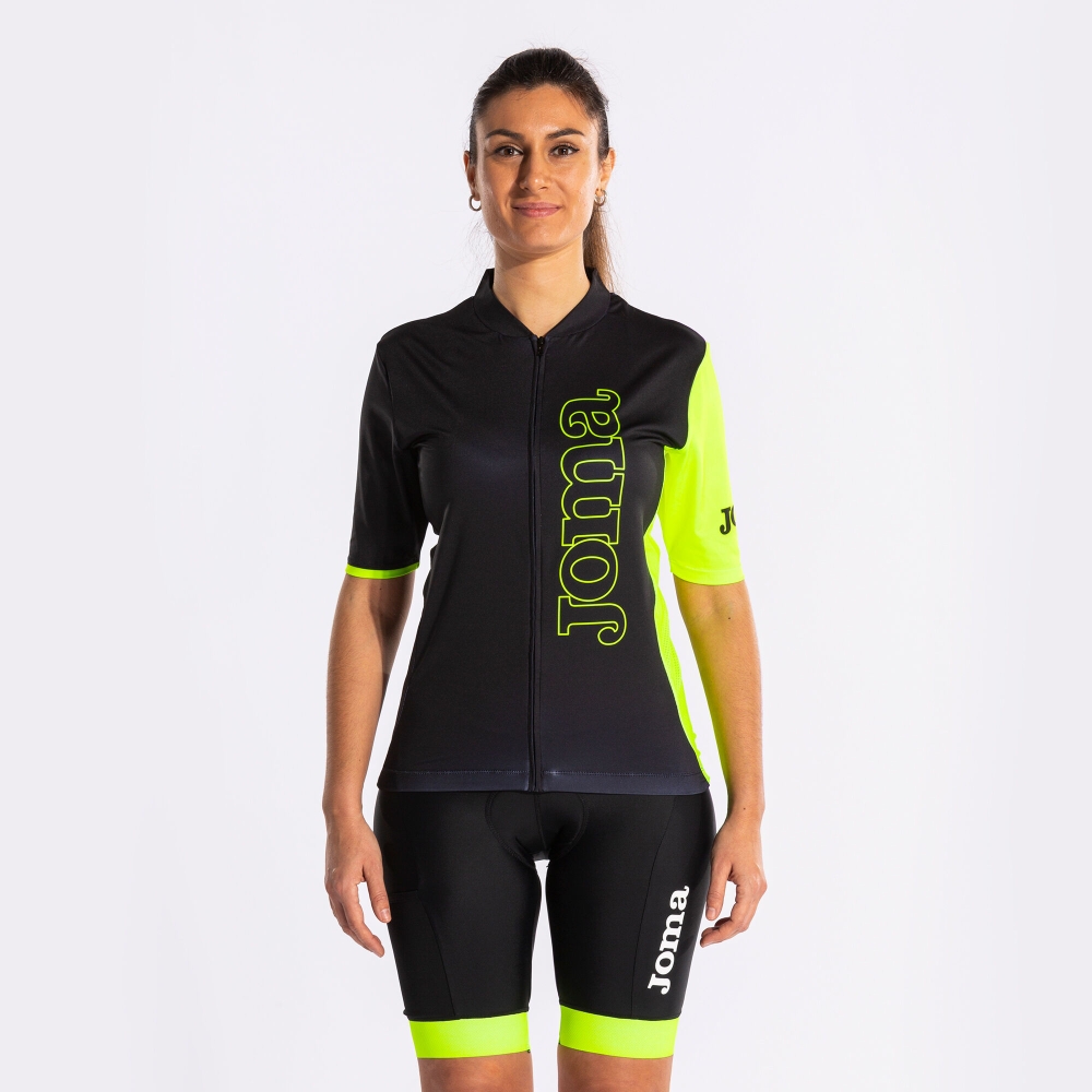 Crono Cycling Jersey Black Fluor Yellow Joma