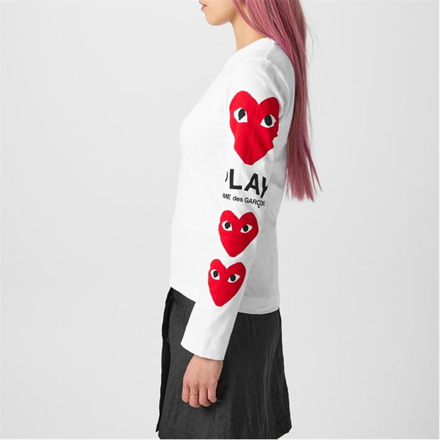 Camasa COMME DES GARCONS PLAY Heart Printed Long-Sleeved T-