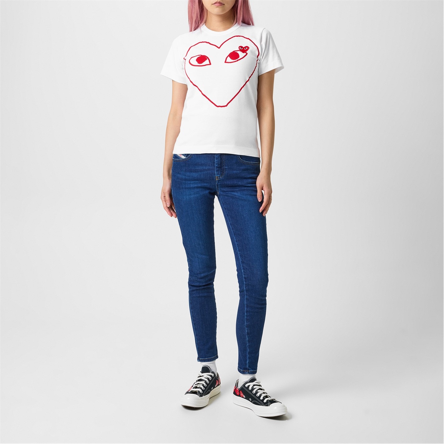 Camasa COMME DES GARCONS PLAY Peeping Heart Outline T-