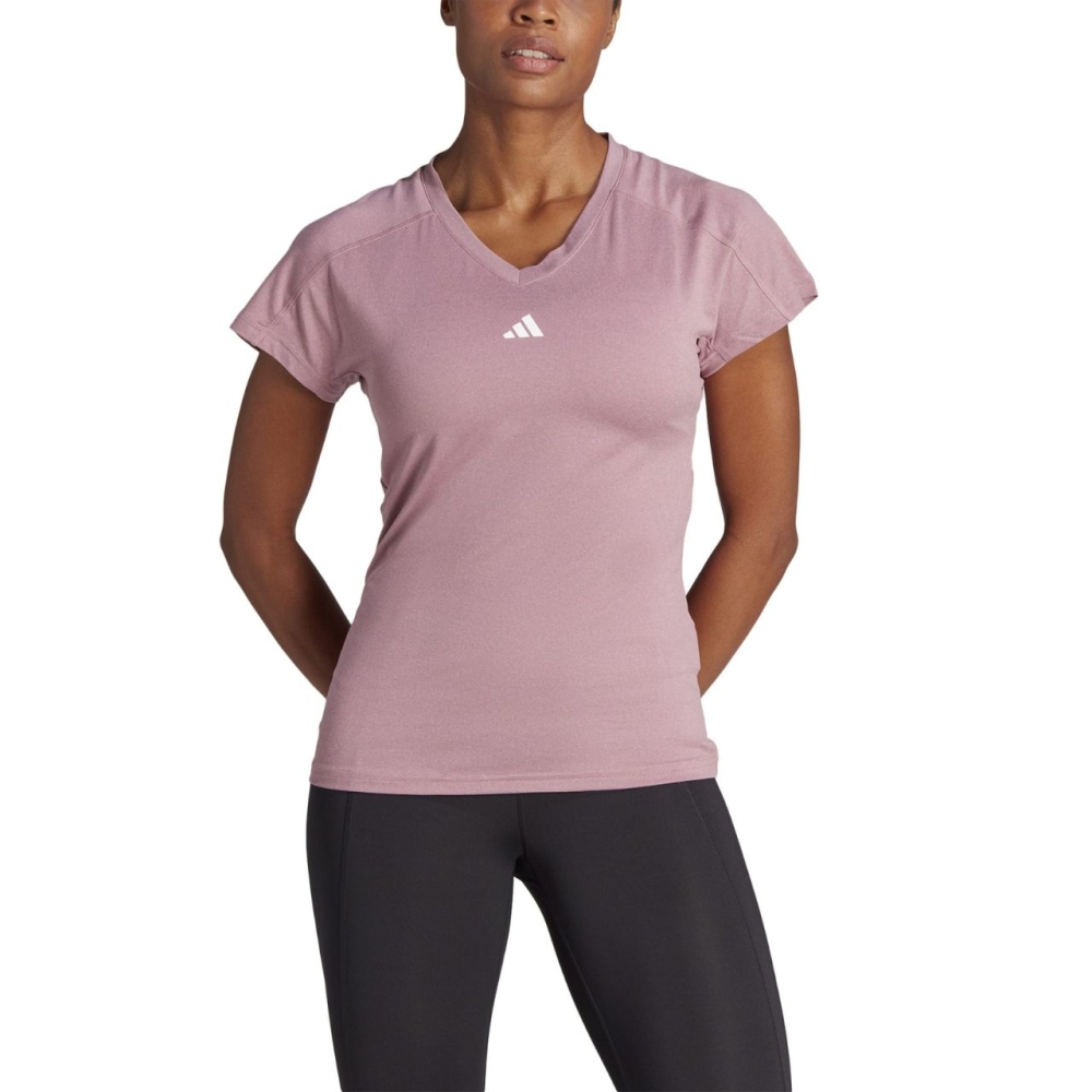 Tricou Camasa adidas Aeroready Train Essentials 's T- Minimal Branding V-Neck pink HZ5662 dama