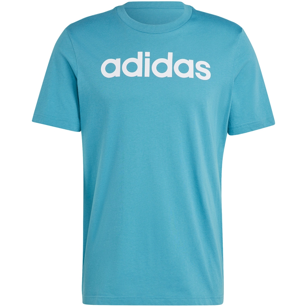 Tricou Camasa T- men's adidas Essentials Single Jersey Linear Embroidered Logo light blue IJ8655