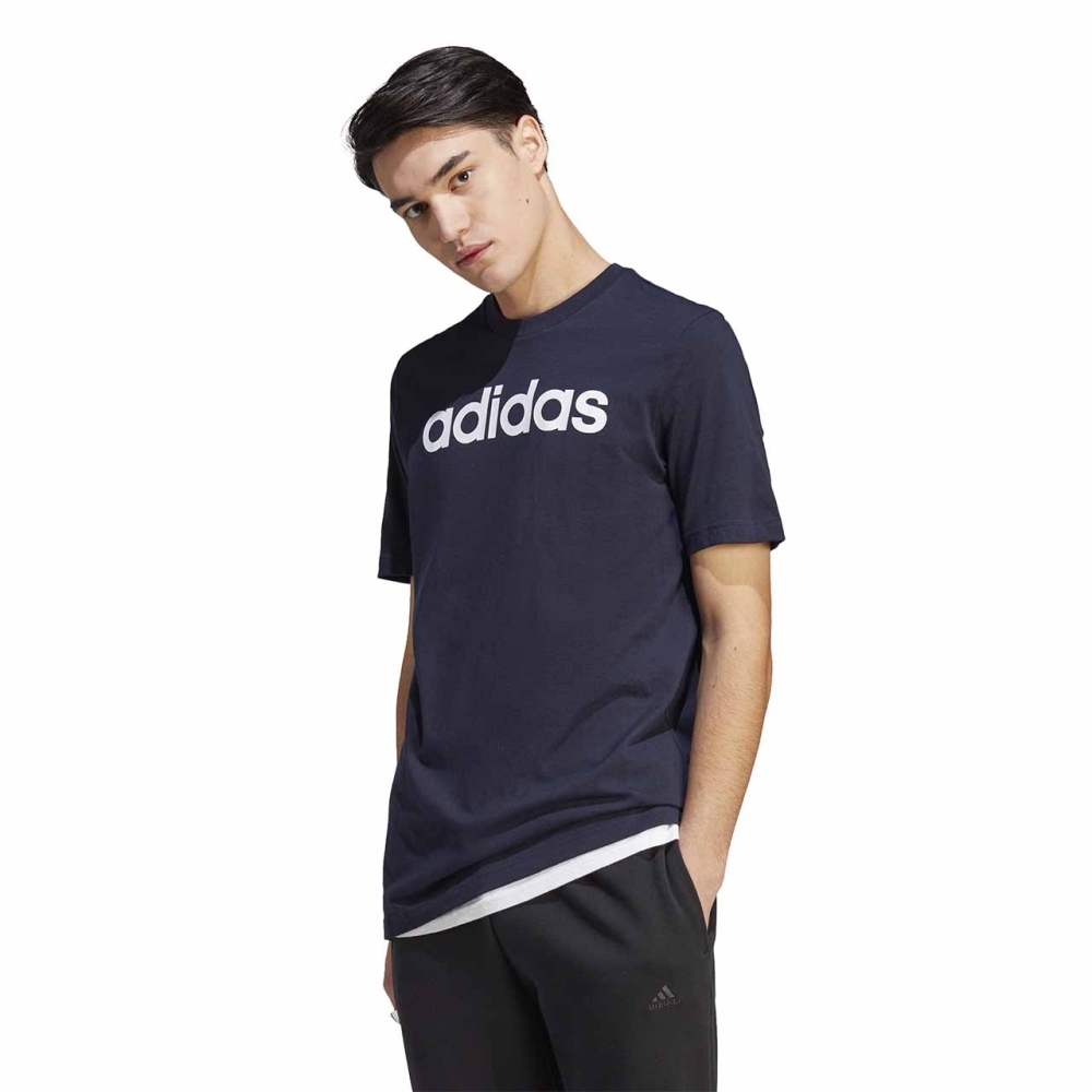 Tricou Men's Adidas Essentials Single Jersey Linear Embroidered Logo navy blue IC9275