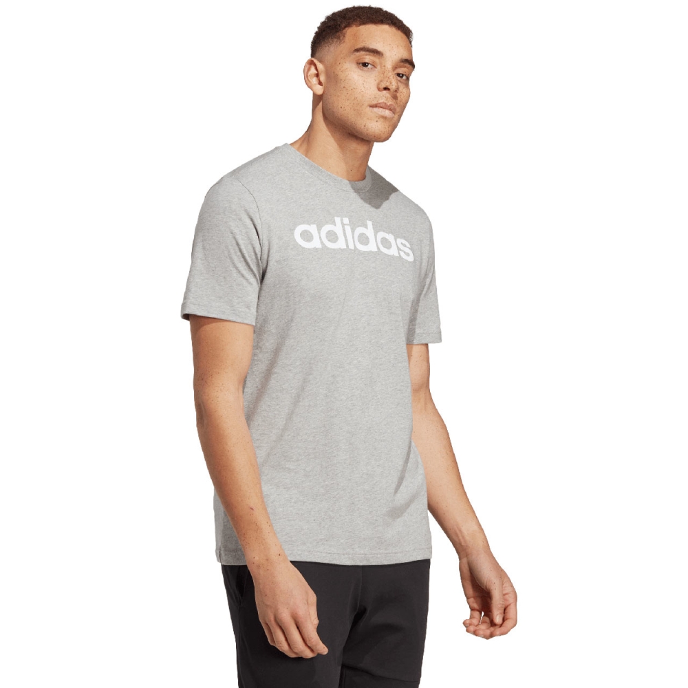 Tricou Men's Adidas Essentials Single Jersey Linear Embroidered Logo Gray IC9277