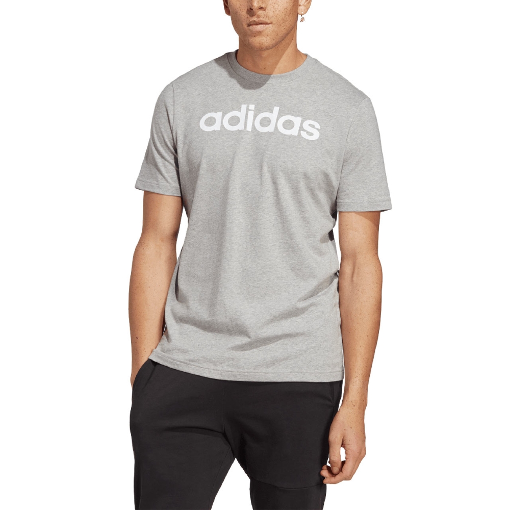 Tricou Men's Adidas Essentials Single Jersey Linear Embroidered Logo Gray IC9277