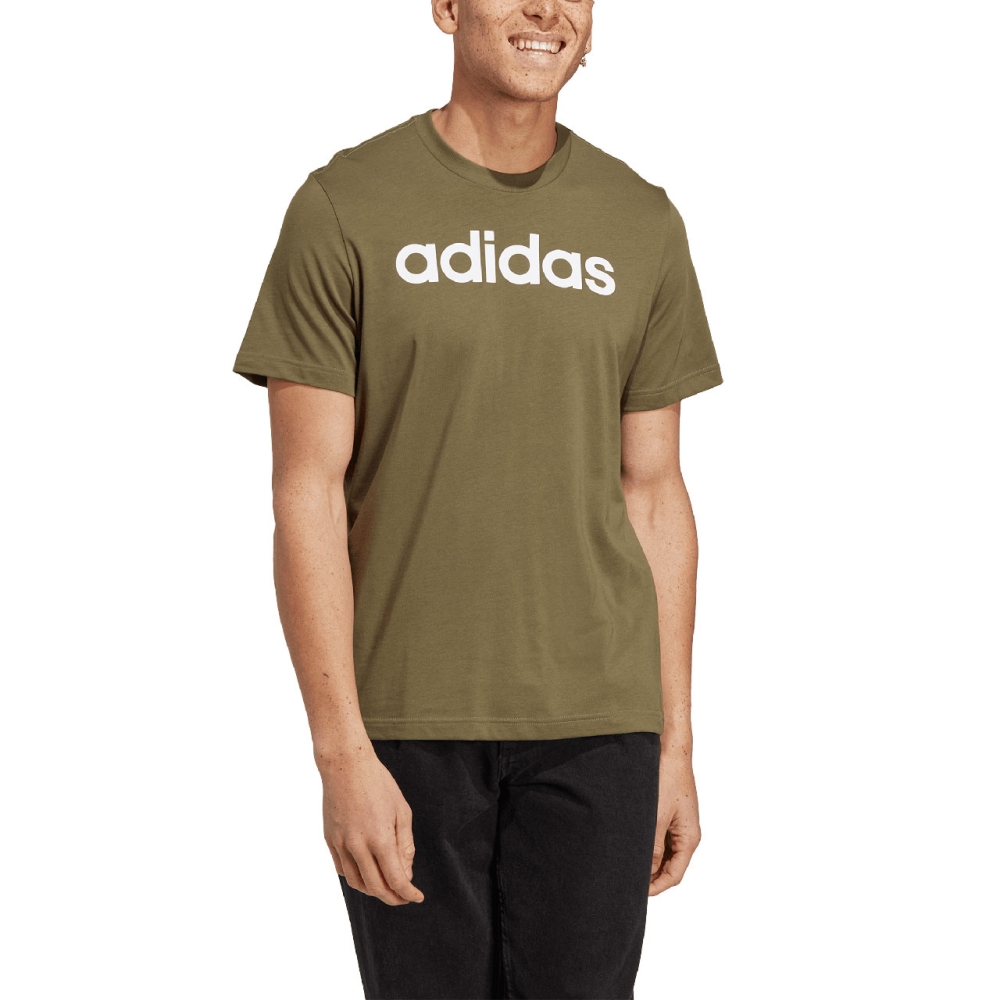 Tricou Men's adidas Essentials Single Jersey Linear Embroidered Logo khaki IC9280