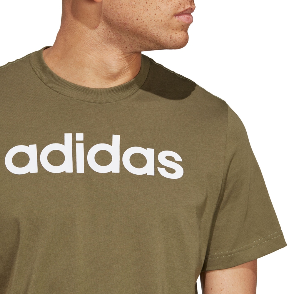 Tricou Men's adidas Essentials Single Jersey Linear Embroidered Logo khaki IC9280