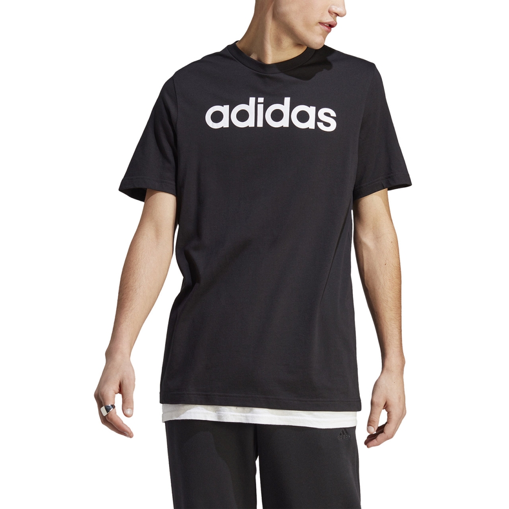 Tricou Men's adidas Essentials Single Jersey Linear Embroidered Logo black IC9274