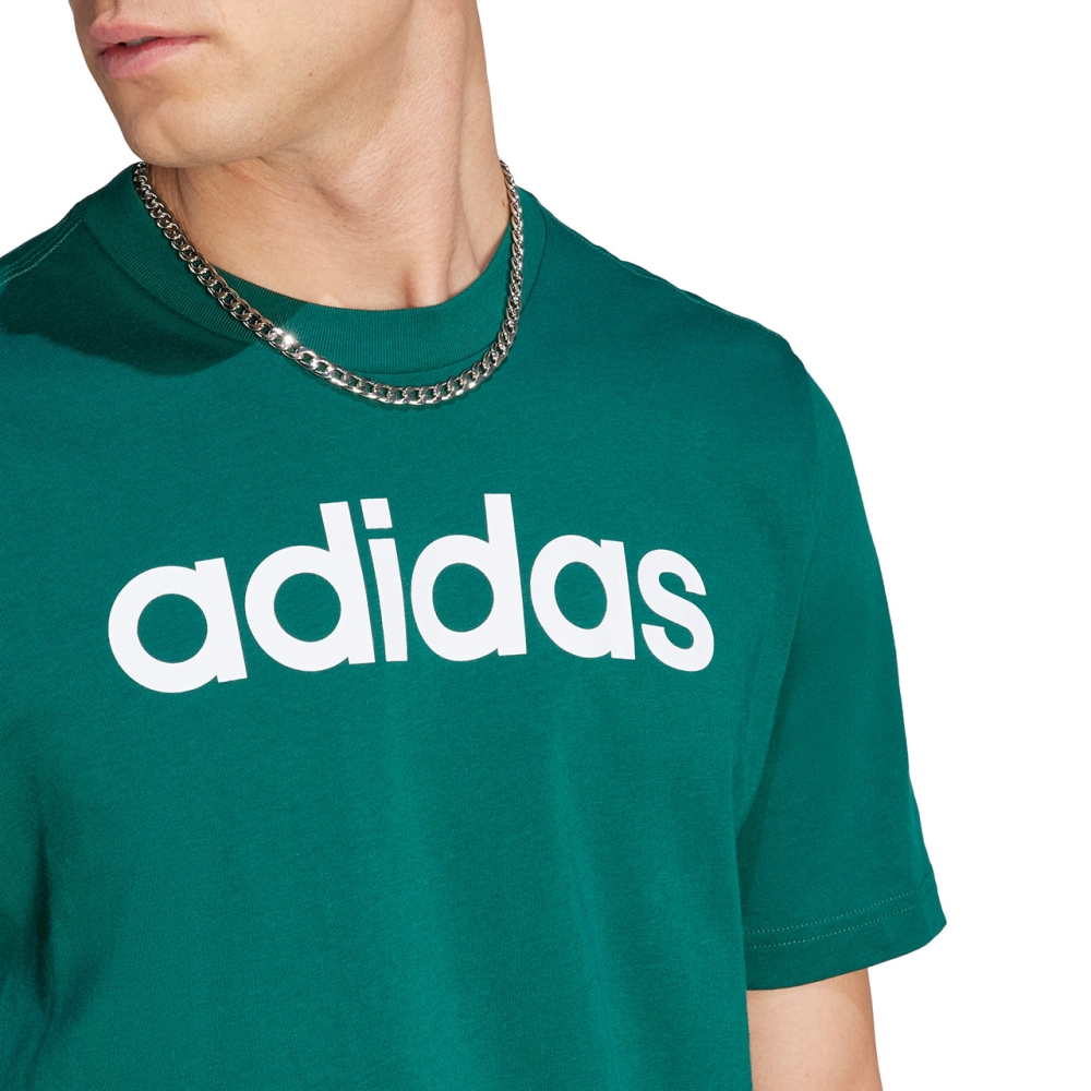 Tricou Men's adidas Essentials Single Jersey Linear Embroidered Logo green IJ8658