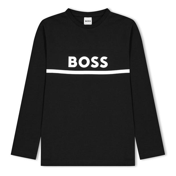 Camasa Boss Maneca Lunga Logo Print T- copil baietel