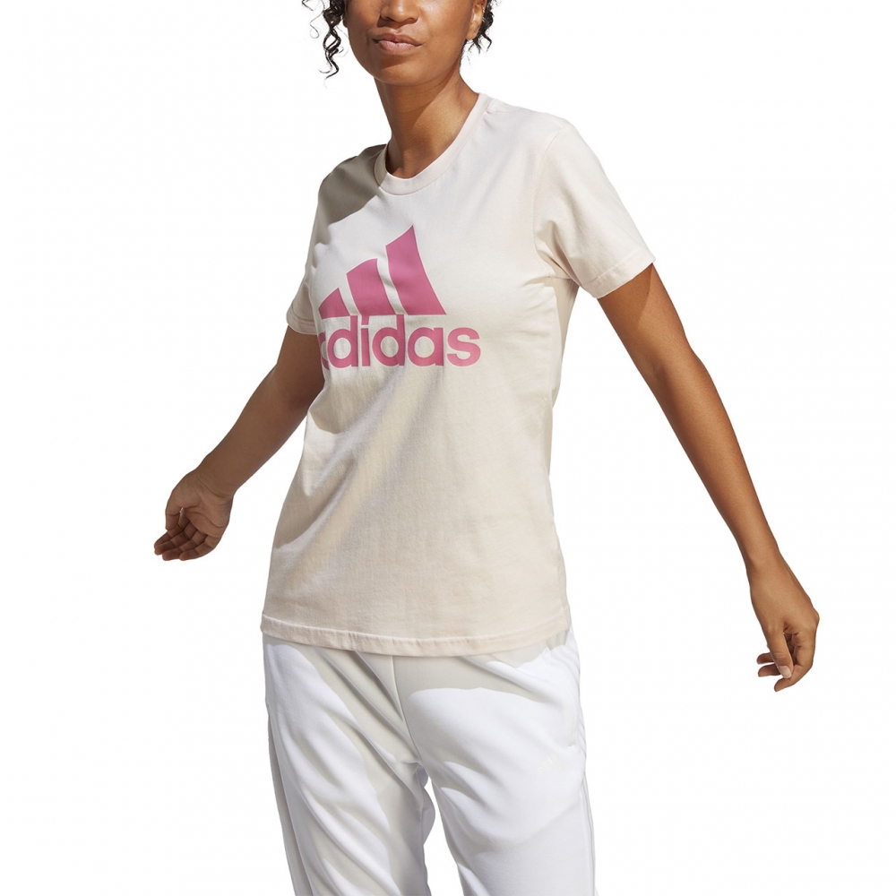 Tricou Koszulka damska adidas Loungewear Essentials Logo kremowa IB9455