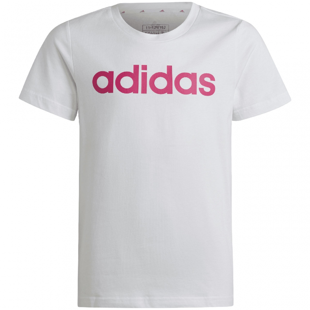 Tricou Koszulka dla dzieci adidas Essentials Linear Logo Cotton Slim Fit biala IC3150